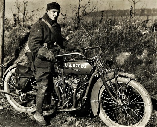 WWI Motorcycle Man Harley Davidson